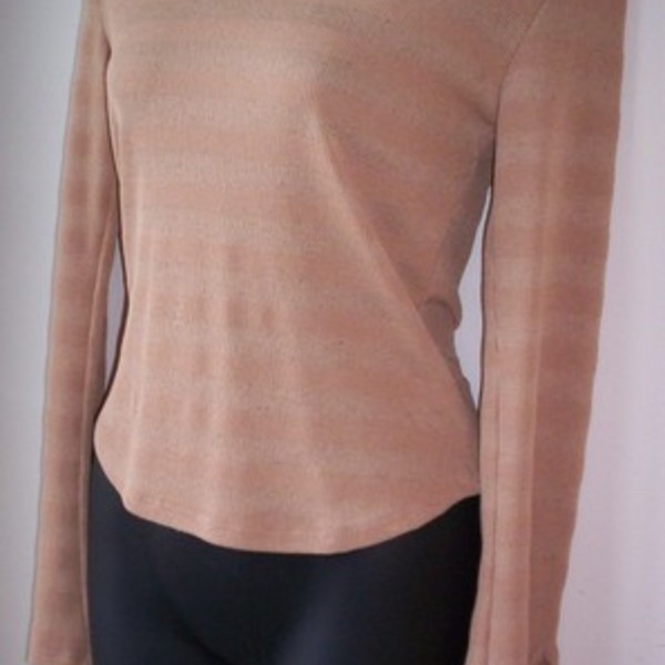Tan V Neck Fitted Long Sleeve Shirt M is being swapped online for free