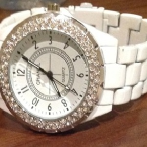 Replica White Chanel j12 - Diamante Bezel, one size. is being swapped online for free