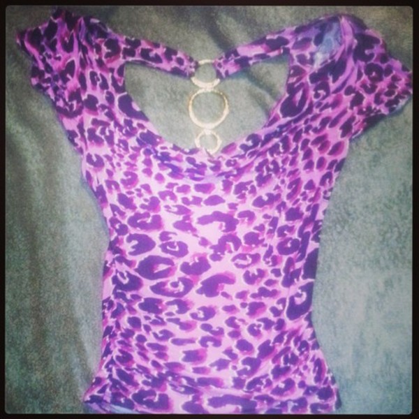 leopard print top pink & purple cute gold ring detail  is being swapped online for free