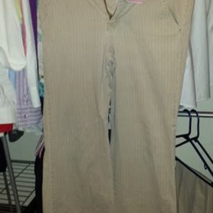 beige pinstriped pants  is being swapped online for free