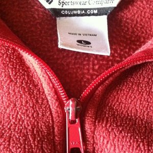 Red fleece Ladies Columbia jacket is being swapped online for free