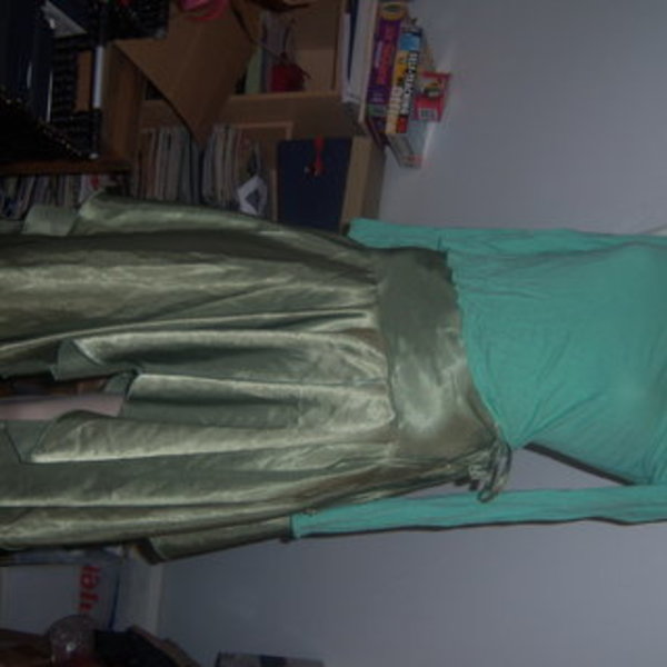 SMALL green silky skirt flare is being swapped online for free