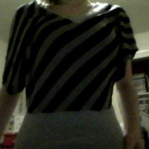 striped dark blue and grey top is being swapped online for free