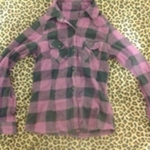purple plad button up top is being swapped online for free