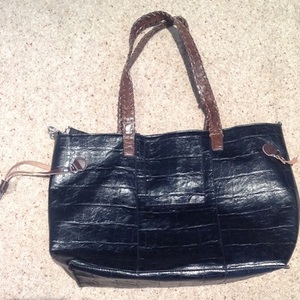 Black Crocodile Print Tote Bag, large size. is being swapped online for free