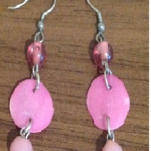 Pink Shell Dangle Earrings - One Size. is being swapped online for free
