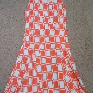 Orange & White Checked Skater Dress - Size UK 12. is being swapped online for free