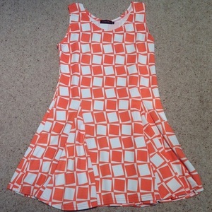 Orange & White Checked Skater Dress - Size UK 12. is being swapped online for free