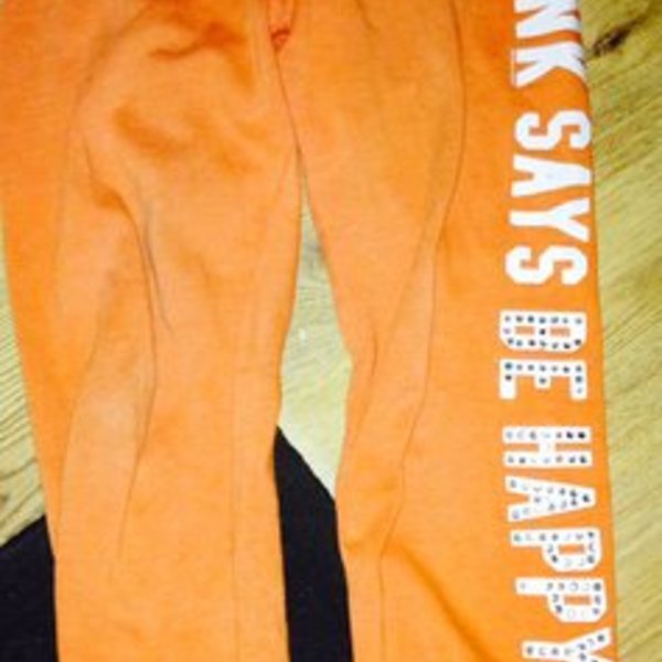 Victoria secrets tracksuit bottoms orange 10/12 uk or m is being swapped online for free