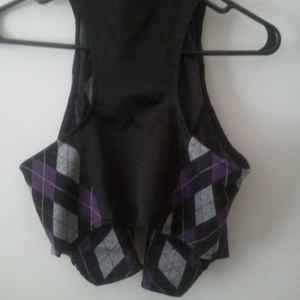 Purple grey black plaid vest from charlotte russe is being swapped online for free