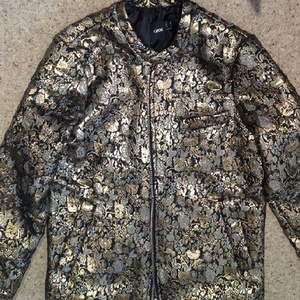 ASOS Metallic Jacquard Bomber Jacket - Size UK 6, gold and black.  is being swapped online for free