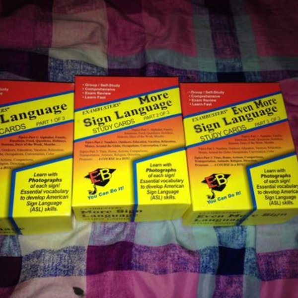 Sign language study cards. Box 1-3 is being swapped online for free