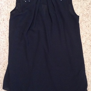 Dorothy Perkins Black Dip - Hem Blouse, Size UK 6, jewel/ studded. is being swapped online for free