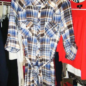 traded- Flannel Plaid Tunic/Dress - M is being swapped online for free