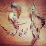 earrings two pairs! feather and large rhinestones is being swapped online for free