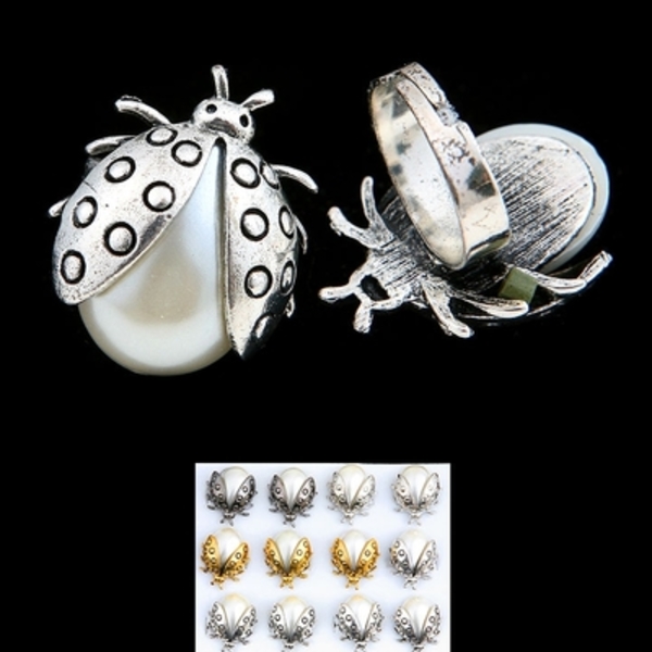 Silver Ladybug with fake Pearl RING adjustable size is being swapped online for free