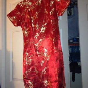 Red and Gold Chinese Mandarin Dress is being swapped online for free