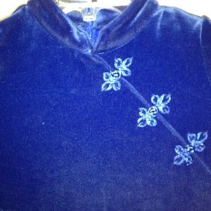 Blue Velvet Mandarin Style Girls Dress is being swapped online for free