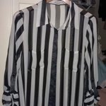 White Striped Sheer Shirt Sz L is being swapped online for free