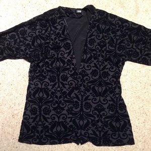 Black Floral Kimono Jacket - Size UK 8, vintage style. is being swapped online for free
