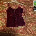 Burgundy velvet corset top s is being swapped online for free