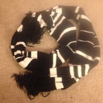 B&W Soft Knitted scarf w/ fringe is being swapped online for free