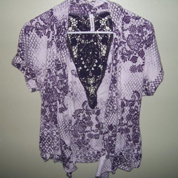 FULL TILT WHITE AND PURPLE TOP is being swapped online for free