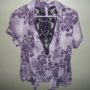 FULL TILT WHITE AND PURPLE TOP is being swapped online for free