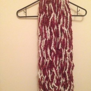 handmade red and white scarf is being swapped online for free