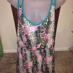 Drop waist snakeskin rainbow dress sz l is being swapped online for free