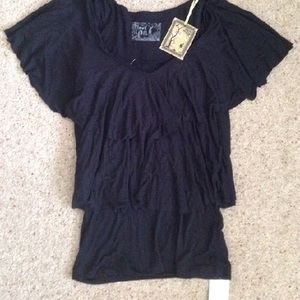 Love Label Black Tiered/ Layered Top - UK Size 6. is being swapped online for free