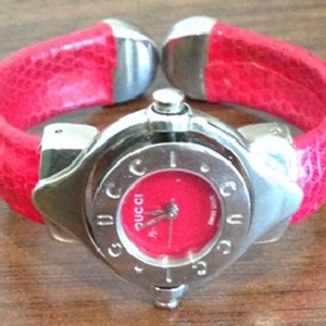 GUCCI Red Cuff/ Bangle Watch - One Size. is being swapped online for free