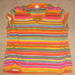 Chicos Bright Multi-Colored Top Size 3 Chicos Sizing is being swapped online for free