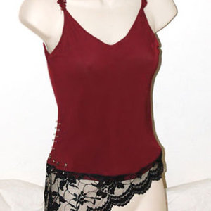 Wine red / black lace tank top XS is being swapped online for free