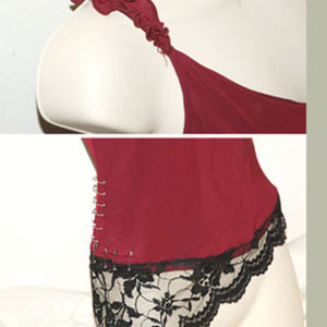 Wine red / black lace tank top XS is being swapped online for free