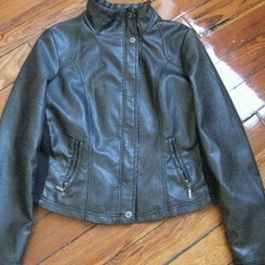 Black PU Leather Jacket (L) is being swapped online for free