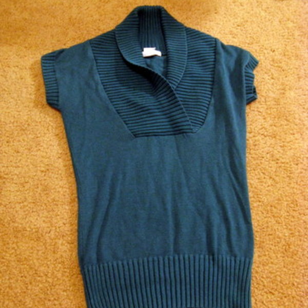 charlotte russe teal shawl collar sweater small is being swapped online for free