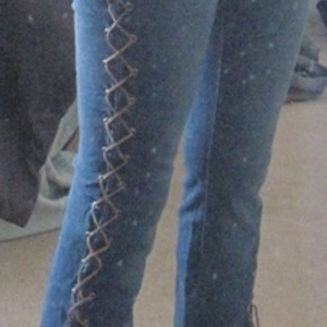 Lace-up jeans size 1 is being swapped online for free