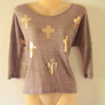 gold sequin cross print top m is being swapped online for free