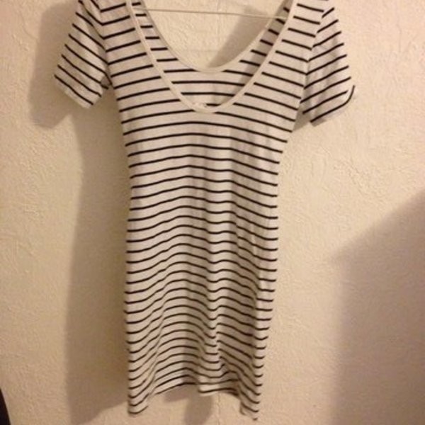 White And Black Striped Fitted Dress (Forever 21) is being swapped online for free