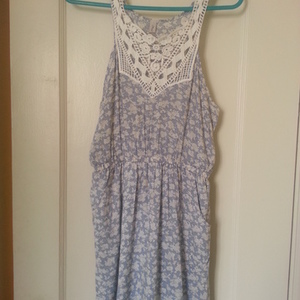 Light blue dress with lace size small is being swapped online for free