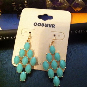 teal dangle earrings - brand new is being swapped online for free