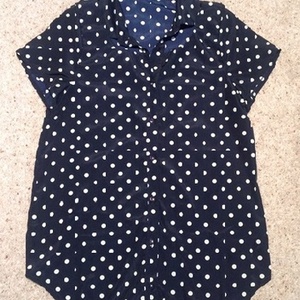 Glamorous Polka Dot Satin Blouse - Size UK 6, navy blue & white.  is being swapped online for free