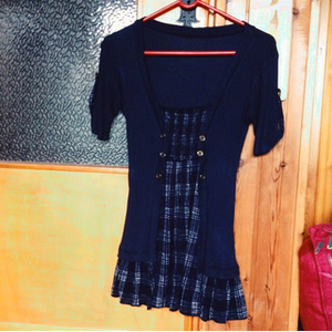 Blue and plaid dress M is being swapped online for free