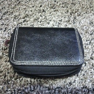 LIKE NEW BLACK WITH POLKA DOTS LEATHER WALLET is being swapped online for free