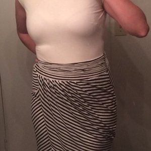 Mango striped career dress sz m is being swapped online for free