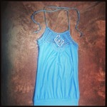 blue halter with crotchet and beading detail new xs s is being swapped online for free