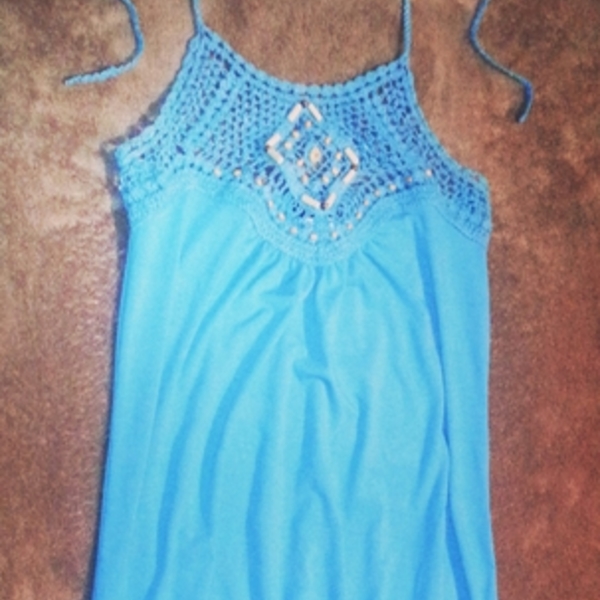 blue halter with crotchet and beading detail new xs s is being swapped online for free