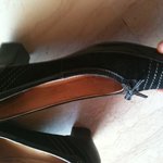 Genuine suede black low heels with little cute bows (size US 6, EU 36, UK 3.5) is being swapped online for free