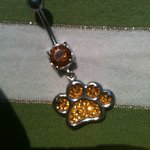 Belly piercing in animal paw golden color and nickel-free stainless steel is being swapped online for free